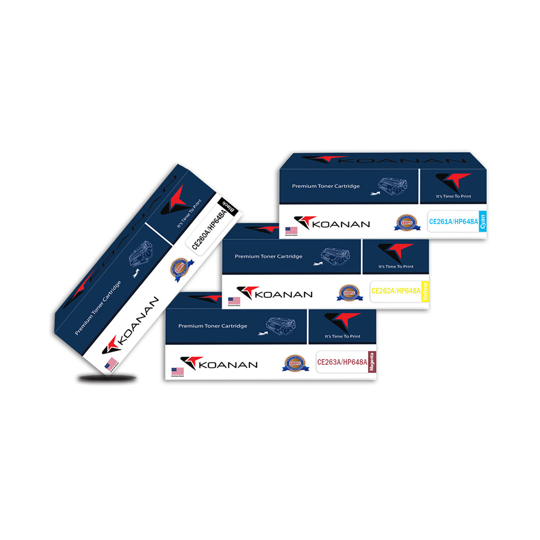 Koanan Toner Cartridges Package: CE260A/CE261A/CE262A/CE263A Black  Cyan  Yellow  Magenta