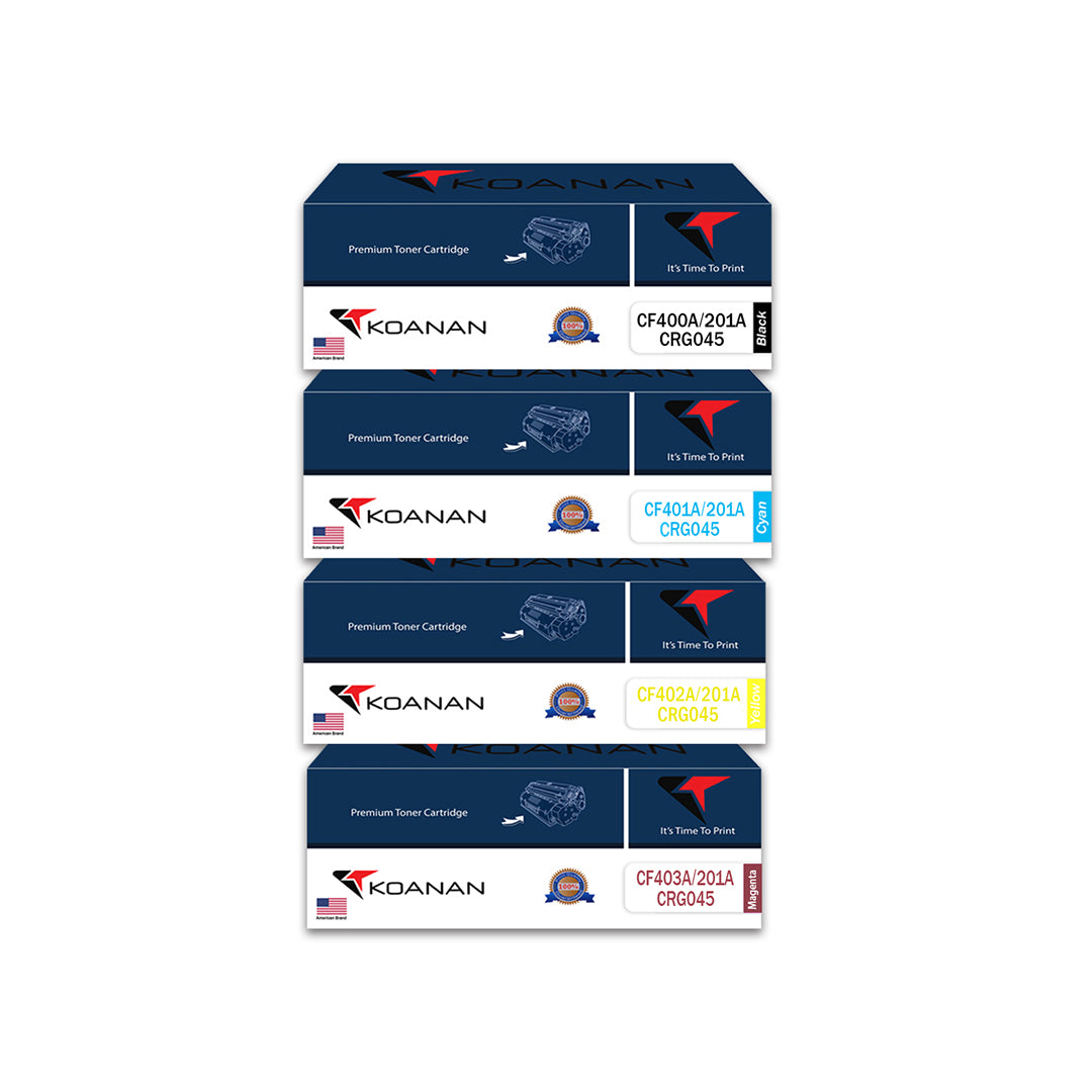 Koanan Toner Cartridges Package: CF400A/CF401A/CF402A/CF403A Black  Cyan  Yellow  Magenta