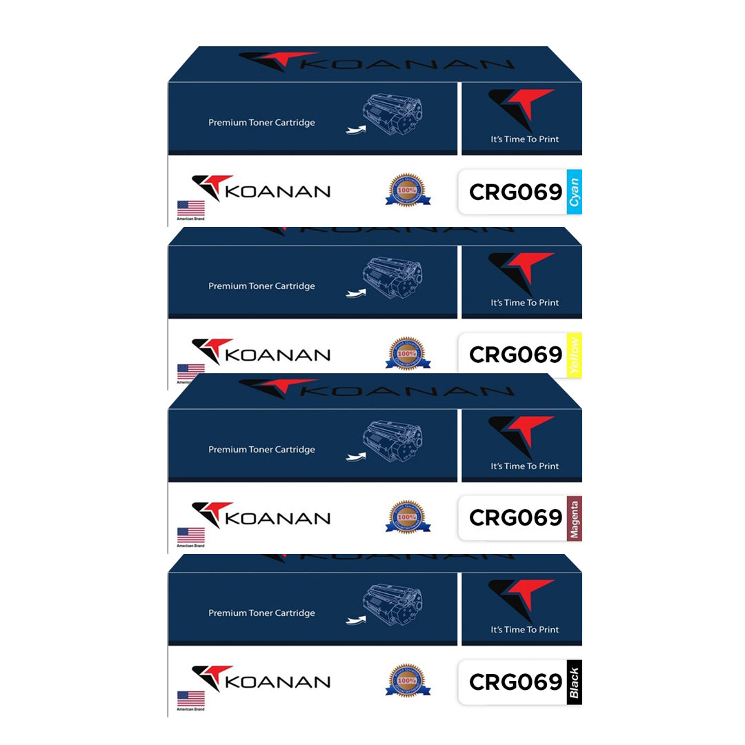 Koanan Toner Cartridges Package: CRG069 BL-CY-YE-MA Black Cyan Yellow Magenta