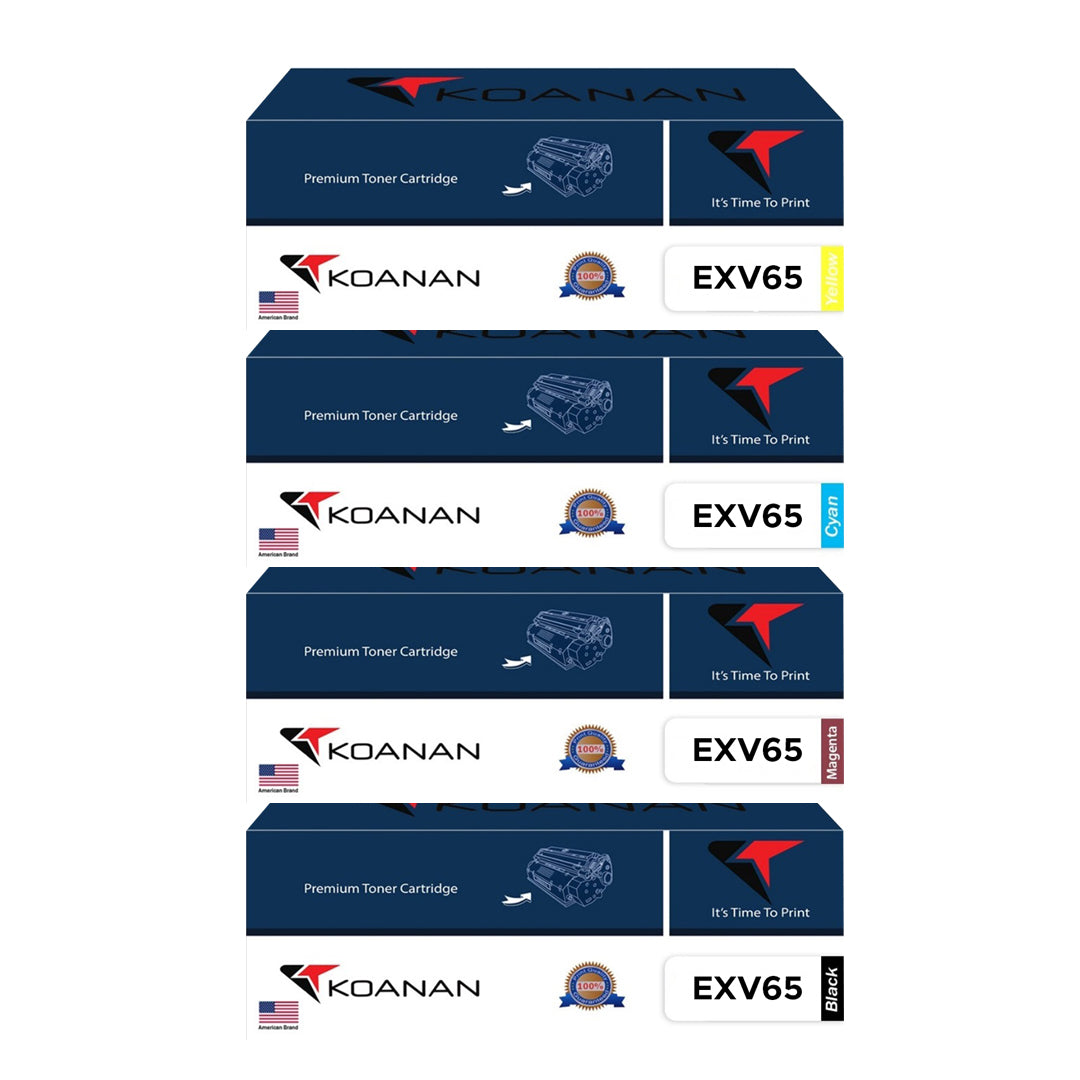 Koanan Toner Cartridges Package: EXV65 BL-CY-YE-MA Black Cyan Yellow Magenta