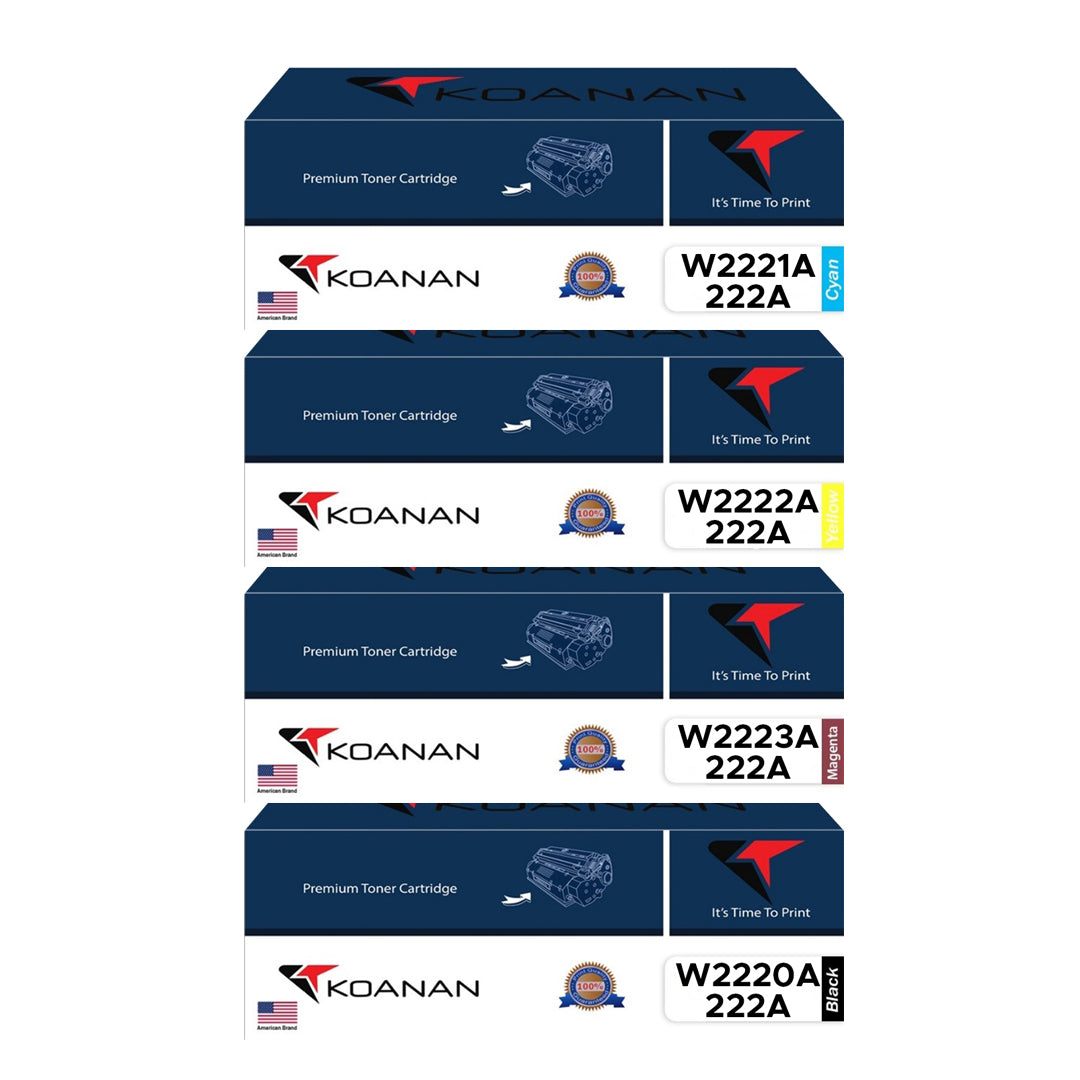 Koanan Toner Cartridges Package: W2220A/W2221A/W2222A/W2223A Black Cyan Yellow Magenta