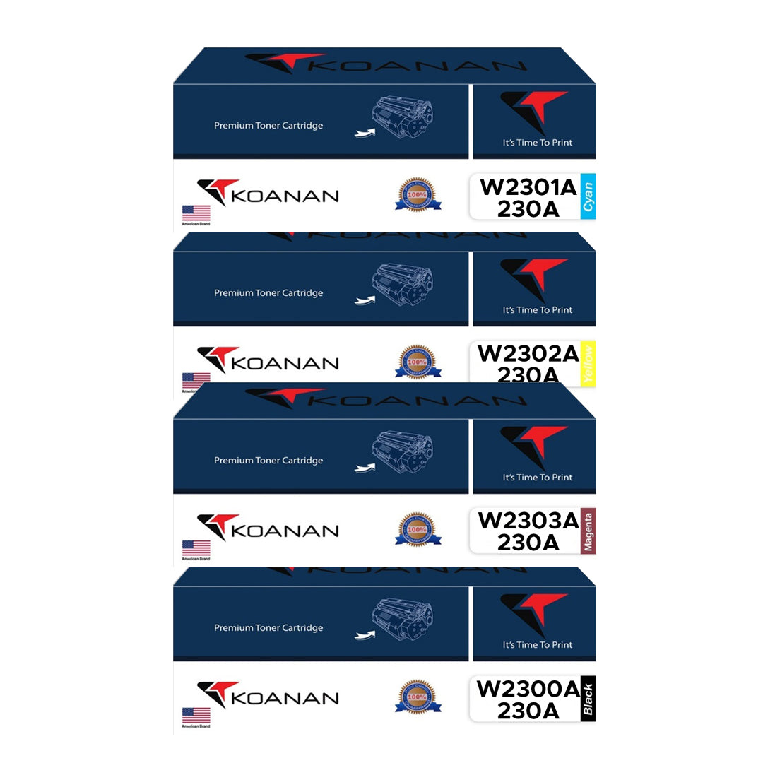 Koanan Toner Cartridges Package: W2300A/W2301A/W2302A/W2303A Black Cyan Yellow Magenta